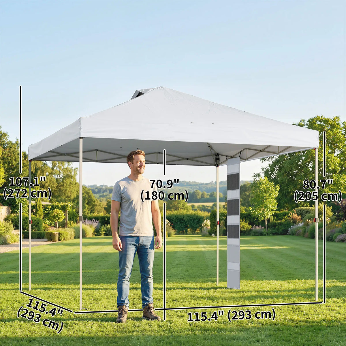 9.6 x 9.6 ft Pop Up Canopy Tent, UPF 50+, Sandbags, Wheeled Bag