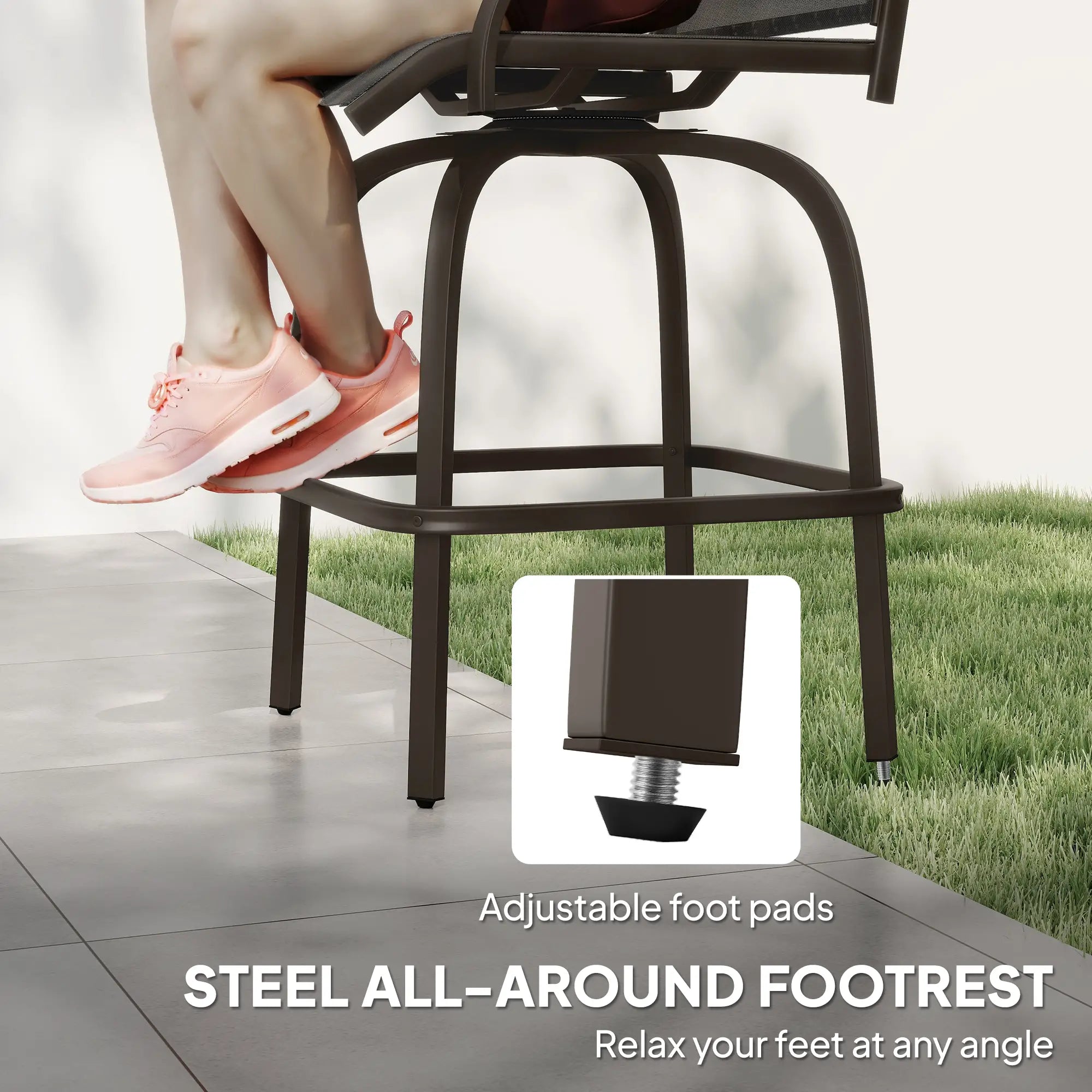 Outdoor Bar Stools Set of 2, Swivel High Back Chairs, Black Bar Stools at Gallery Canada