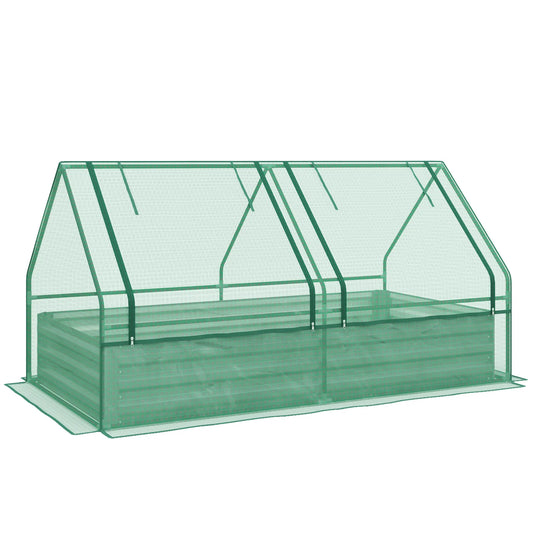 6' x 3' Metal Planter Box With Cover, Raised Garden Bed, Green And Dark Grey Galvanized Planter Boxes Green and Dark Grey at Gallery Canada