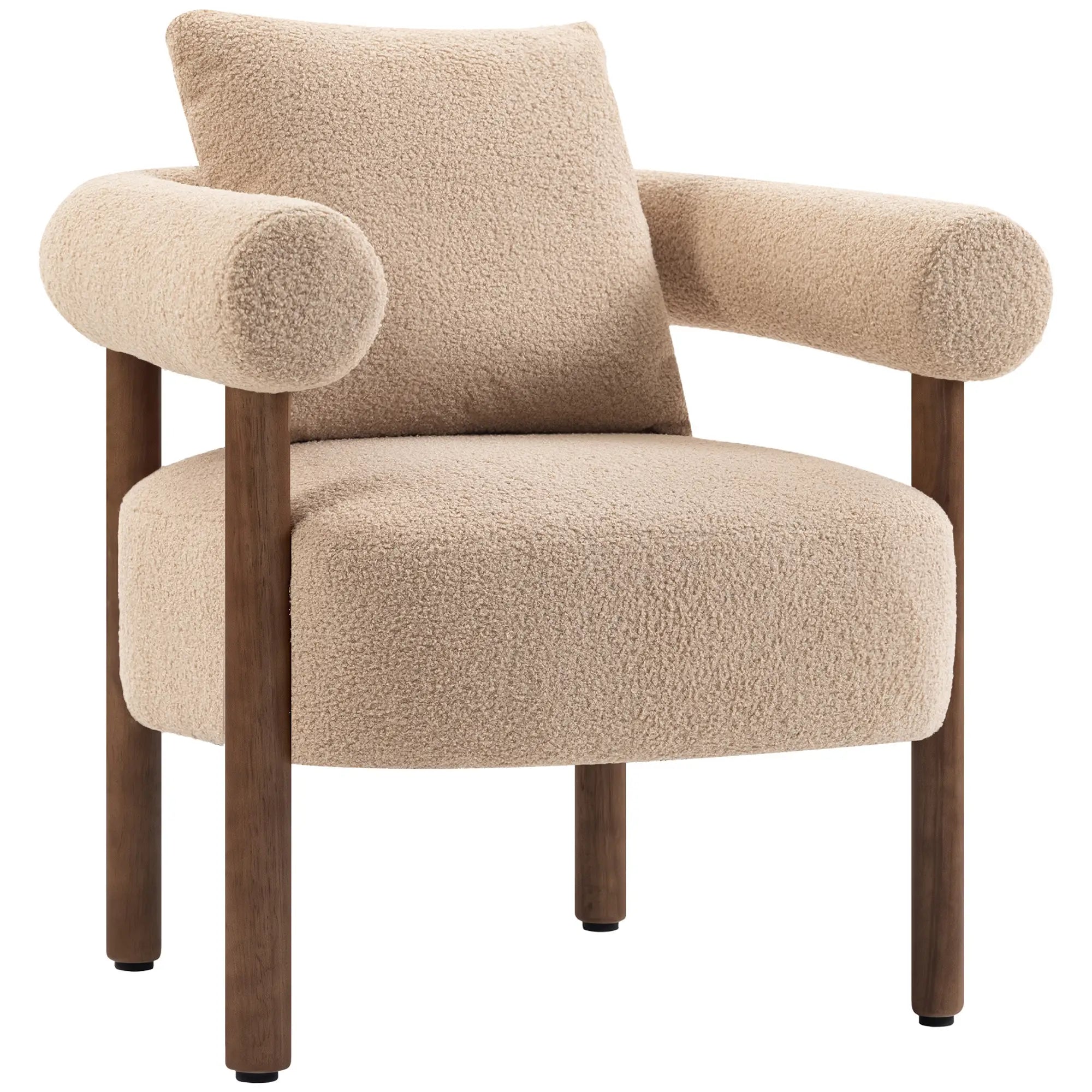 Accent Chair, Teddy Fabric, Brown, Wood Legs, Brown Accent Chairs at Gallery Canada