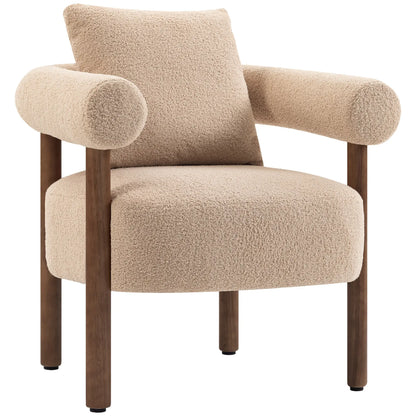 Accent Chair, Teddy Fabric, Brown, Wood Legs, Brown Accent Chairs at Gallery Canada