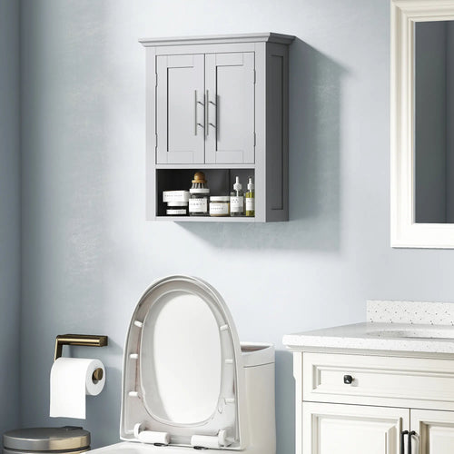 Bathroom Wall Cabinet, Medicine Storage with Shelf, Grey