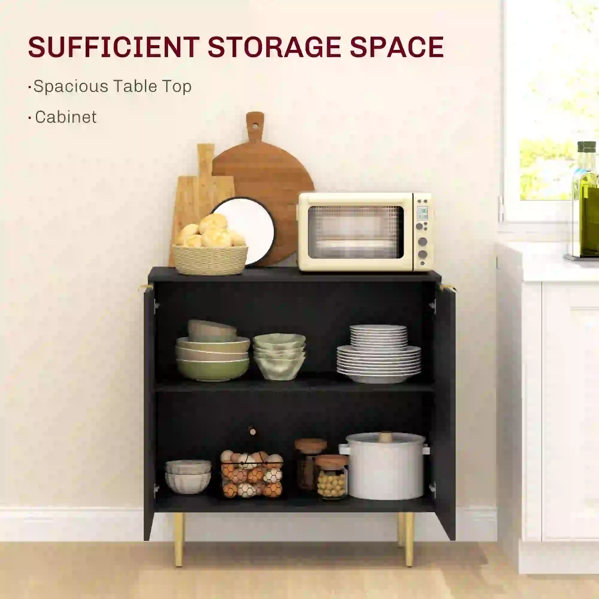 Modern Kitchen Storage Cabinet, Adjustable Shelves, Metal Legs, Black Bar Cabinets at Gallery Canada