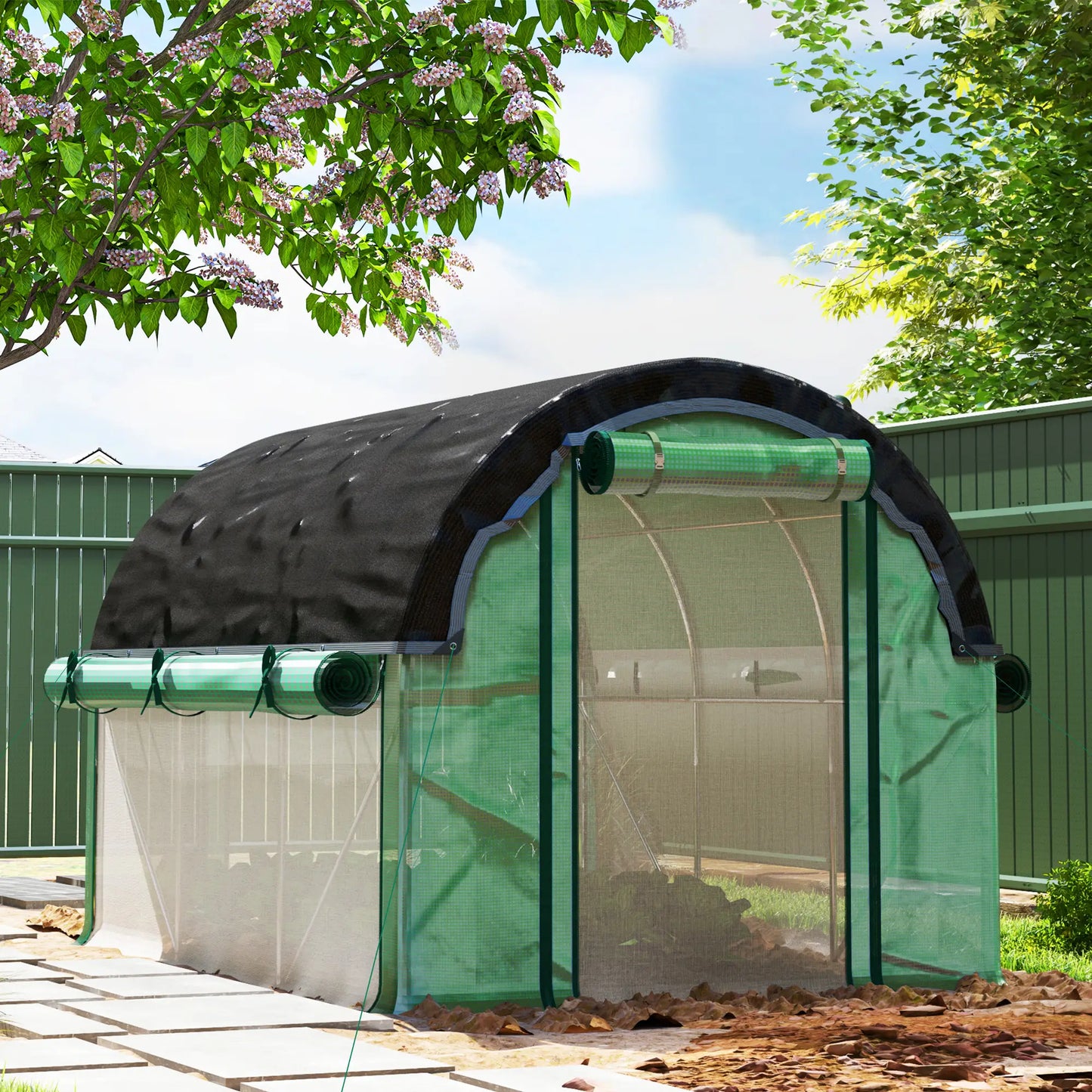 Walk-in Tunnel Greenhouse, 6.6' x 10' x 6.5', Green