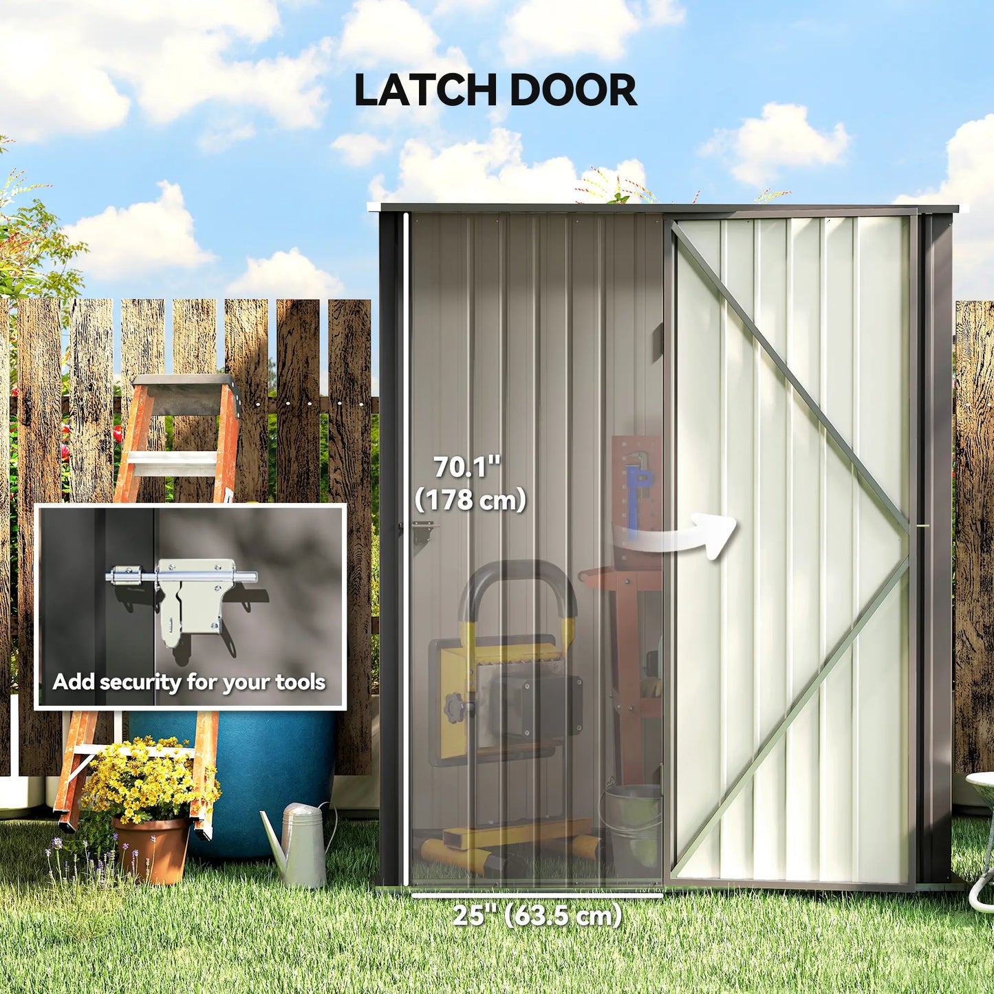 5' x 3' Outdoor Storage Shed, Steel Garden Shed, Lockable Door, Light Grey Sheds at Gallery Canada