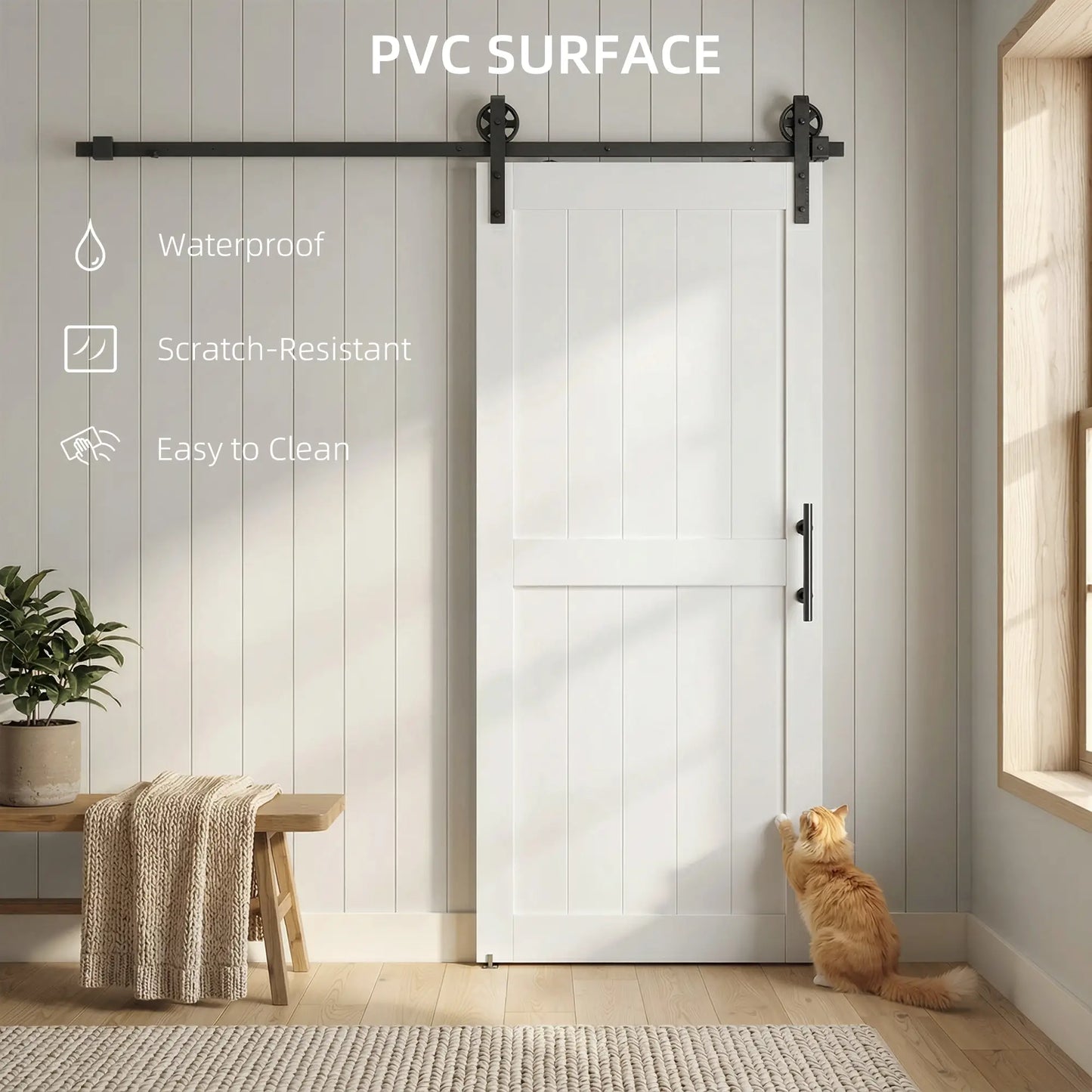 32inx84in Barn Door, Sliding Hardware Kit, Upgraded Rollers, White Door Hardware at Gallery Canada