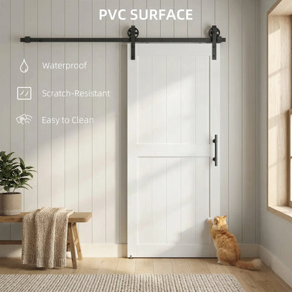 32inx84in Barn Door, Sliding Hardware Kit, Upgraded Rollers, White Door Hardware at Gallery Canada