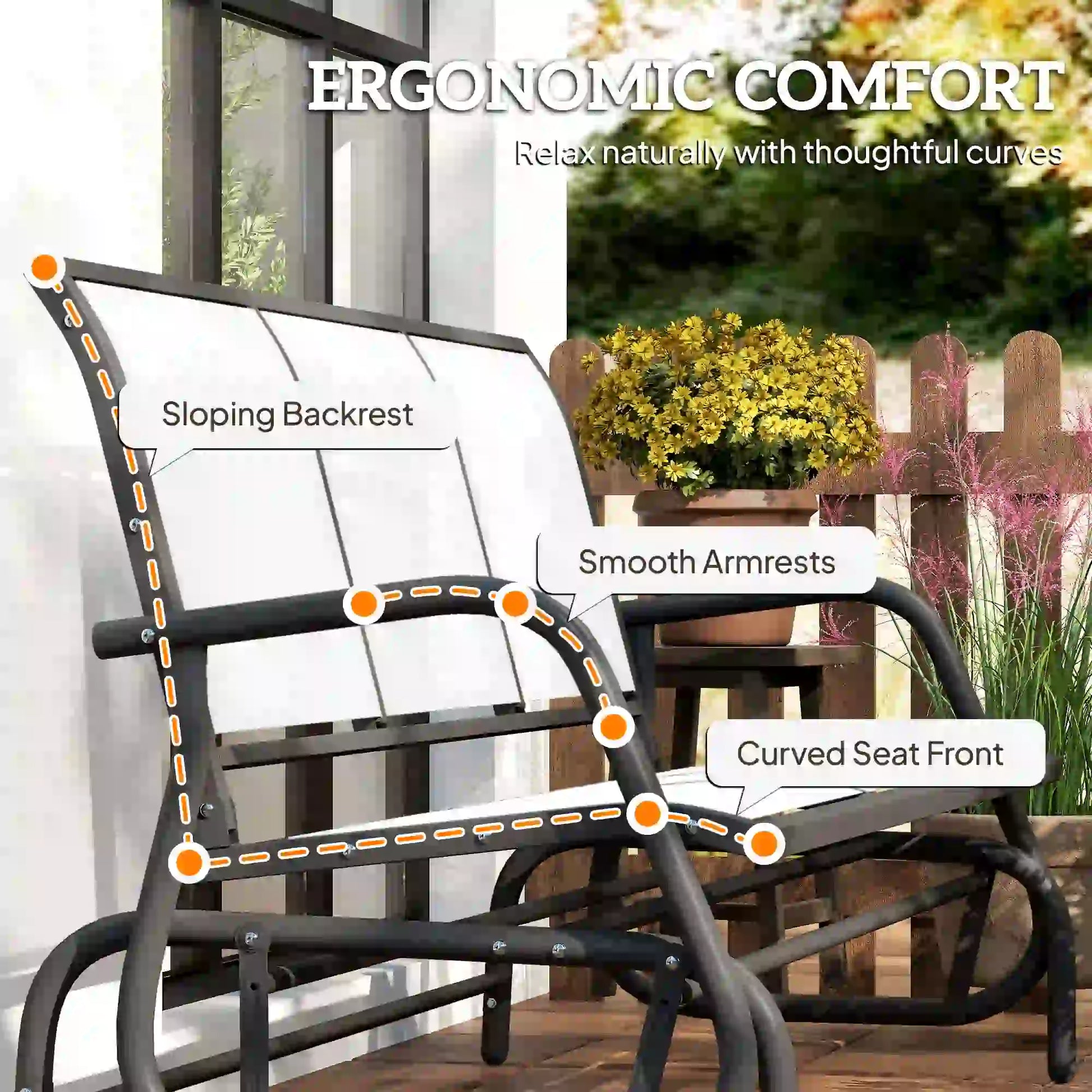 3-Seat Outdoor Glider Chair, Steel Frame, Sling Fabric, Cream Outdoor Gliders at Gallery Canada