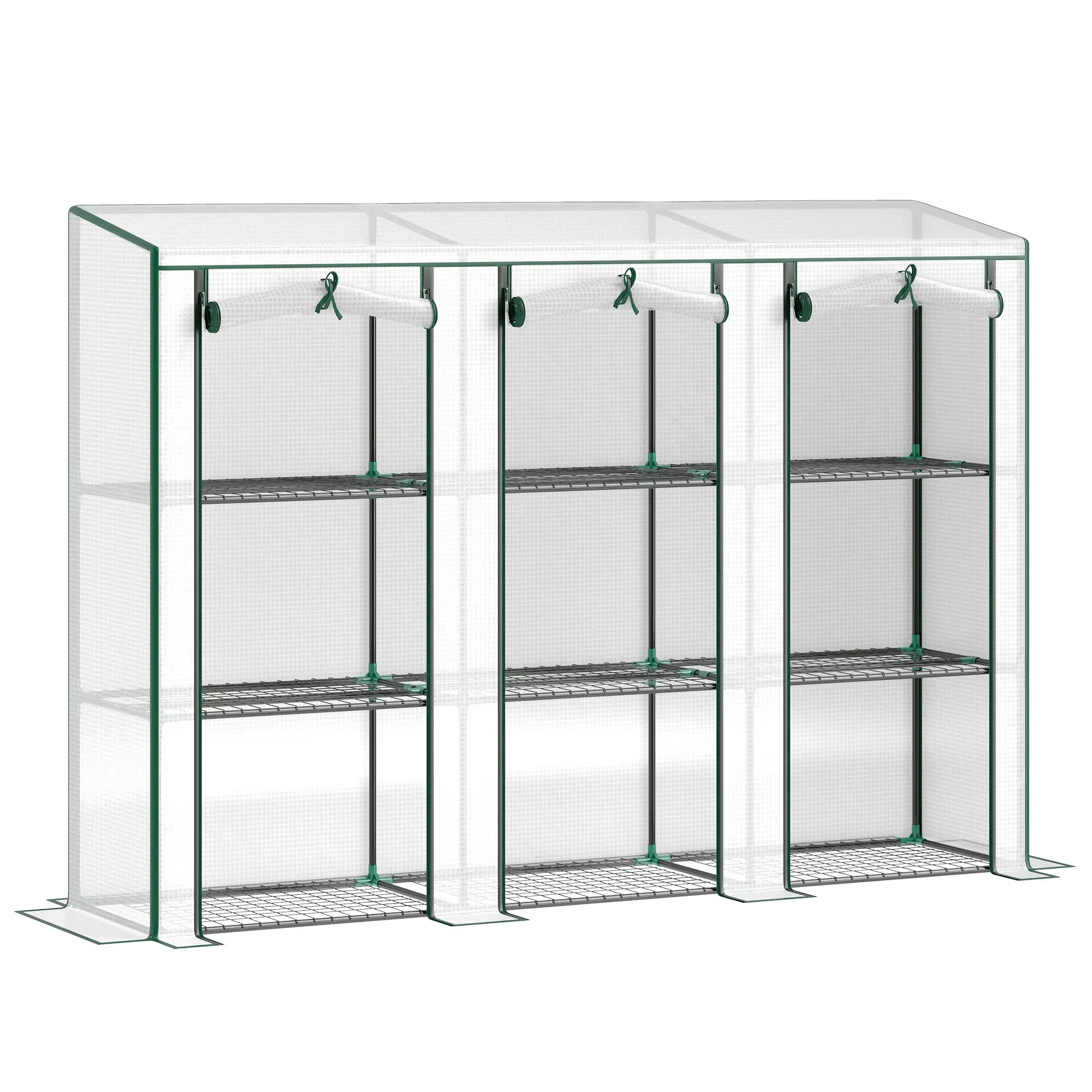 Lean-To Greenhouse, 3 Tier Shelves, 3 Roll-Up Doors, White Greenhouses White at Gallery Canada