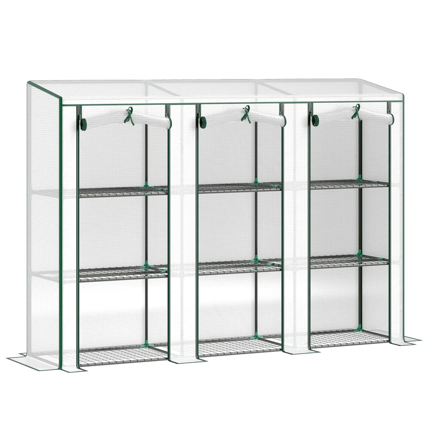Lean-To Greenhouse, 3 Tier Shelves, 3 Roll-Up Doors, White Greenhouses White at Gallery Canada