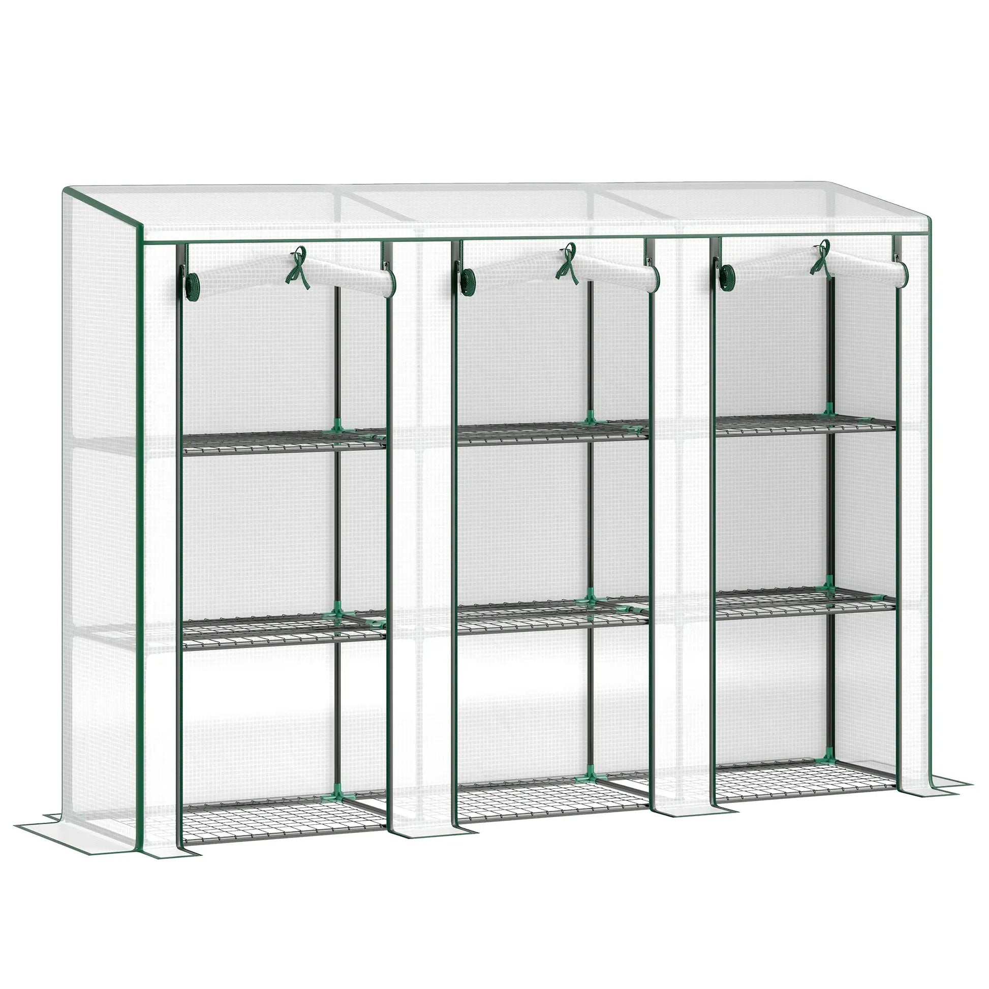 Lean-To Greenhouse, 3 Tier Shelves, 3 Roll-Up Doors, White Greenhouses White at Gallery Canada