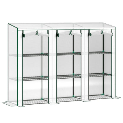 Lean-To Greenhouse, 3 Tier Shelves, 3 Roll-Up Doors, White Greenhouses White at Gallery Canada