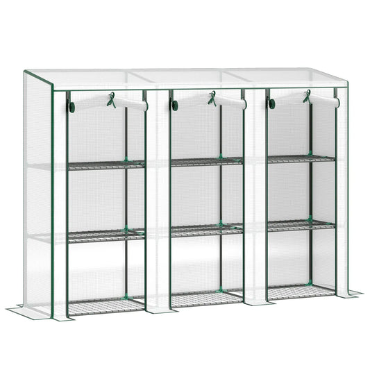 Lean-To Greenhouse, 3 Tier Shelves, 3 Roll-Up Doors, White Greenhouses White at Gallery Canada