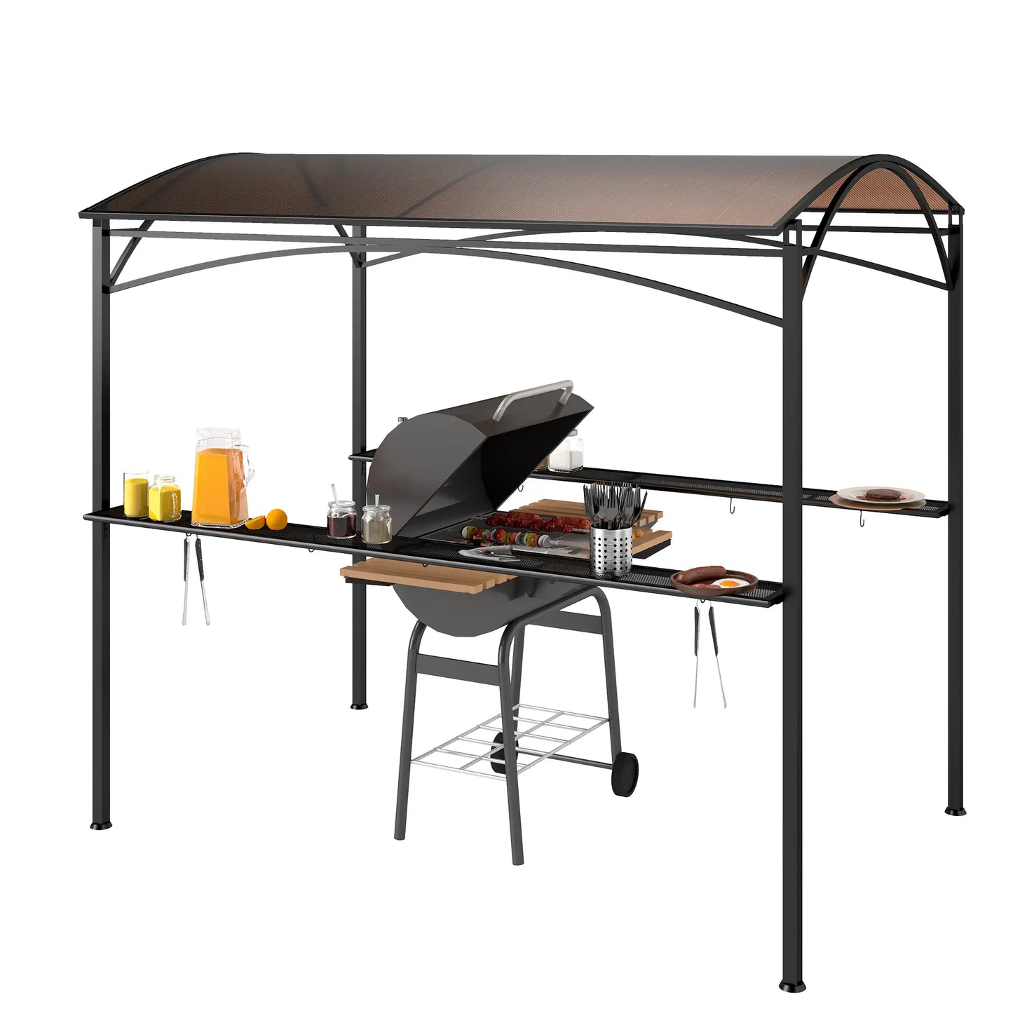 8' x 5' Hardtop Grill Gazebo, PC Board Roof, 2 Shelves, 10 Hooks BBQ Grill Gazebos at Gallery Canada