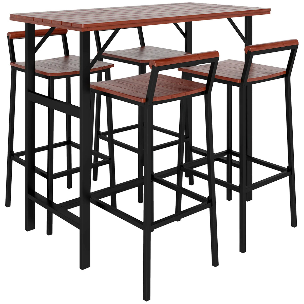 5 Piece Patio Bar Set, 47" Table, 4 Stools, Brown Bistro Sets Brown, Black at Gallery Canada