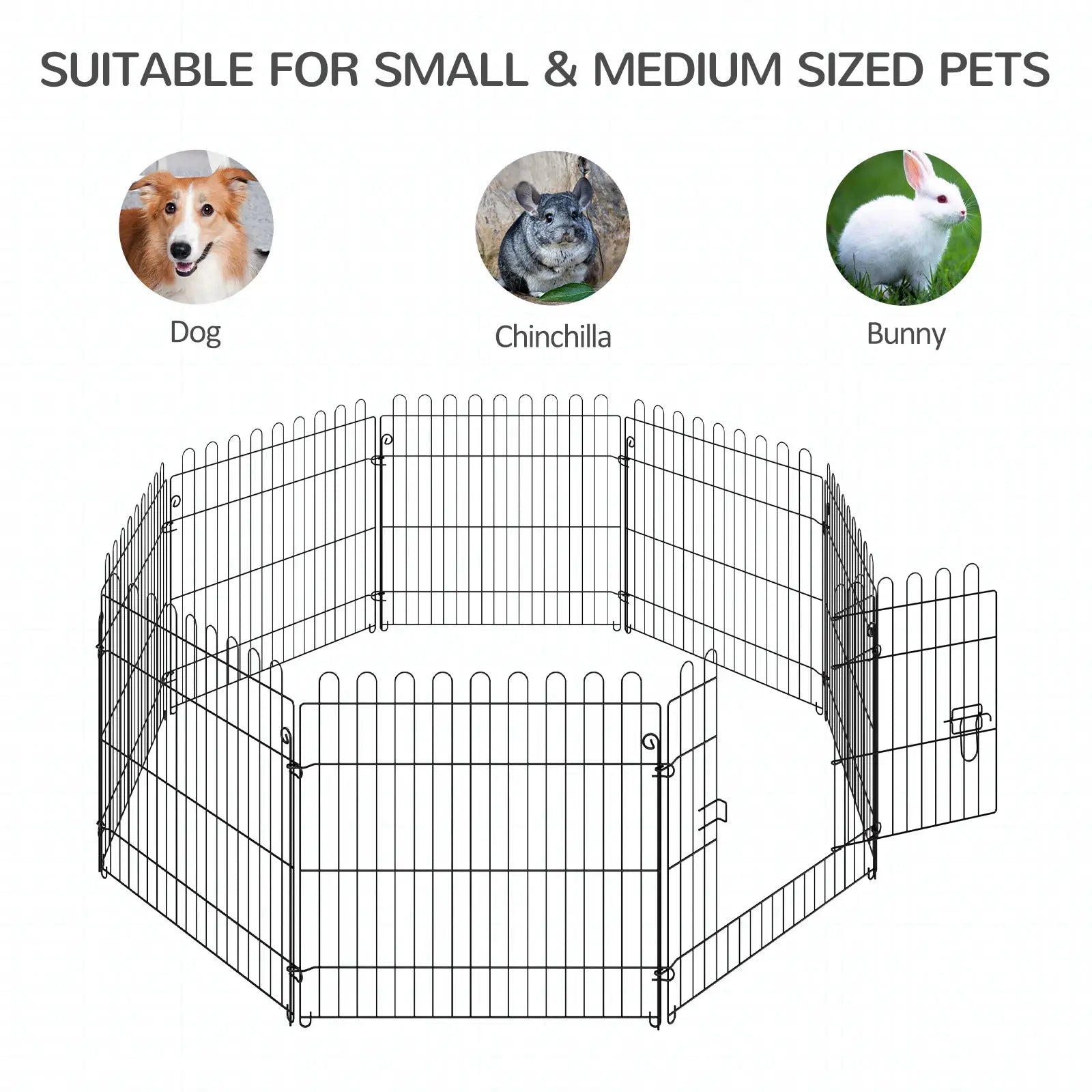 24inch 8-Panel Foldable Dog Playpen, Black Houses, Kennels & Pens at Gallery Canada