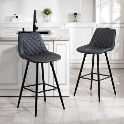 PU Leather Counter Height Bar Chairs Set of 2, 27.75" Bar Stools, Black Bar Stools at Gallery Canada