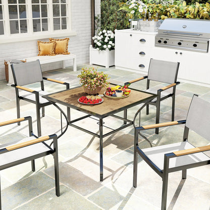 37" Square Outdoor Dining Table for 4, Plastic Board Tabletop, Mixed Brown, Brown Patio Side Tables at Gallery Canada