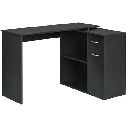 180° Rotating Corner Desk, Storage Shelf Cabinet, Black Writing Desks Black at Gallery Canada