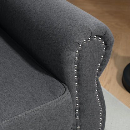 Midback Double Sofa, Sponge Padding, 2 Seater, Rubber Wood Leg, Dark Grey 2-Seater Sofas at Gallery Canada