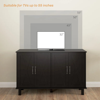 Kitchen Sideboard Cabinet, 4 Barn Doors, 2 Adjustable Shelves, Black Bar Cabinets at Gallery Canada