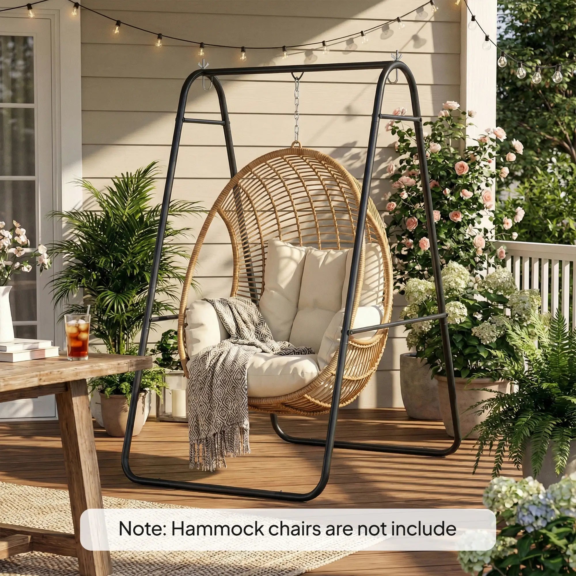 Heavy Duty Steel A-Frame Hammock Stand, Max Load 330 LBS, Black Hammock Stands at Gallery Canada