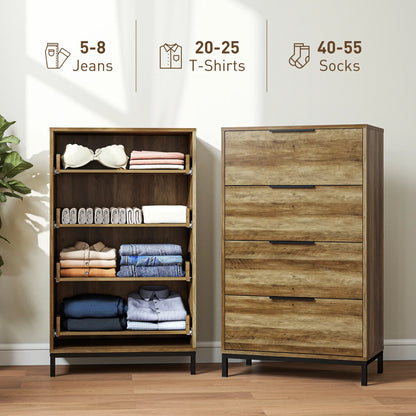 4 Drawer Dresser Tower, Chest for Bedroom, Hallway, Natural Storage Cabinets at Gallery Canada