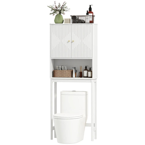 Over The Toilet Storage Cabinet, Adjustable Shelf, Open Shelf, White