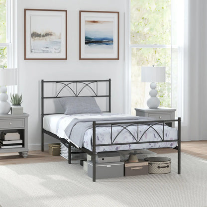Metal Twin Bed Frame with Headboard, Steel Slat Support, Underbed Storage Bed Frames at Gallery Canada