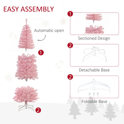 6FT Pop-up Artificial Christmas Tree Holiday Xmas Holiday Pencil Tree Decoration with Automatic Open for Home Party, Pink Artificial Christmas Trees at Gallery Canada