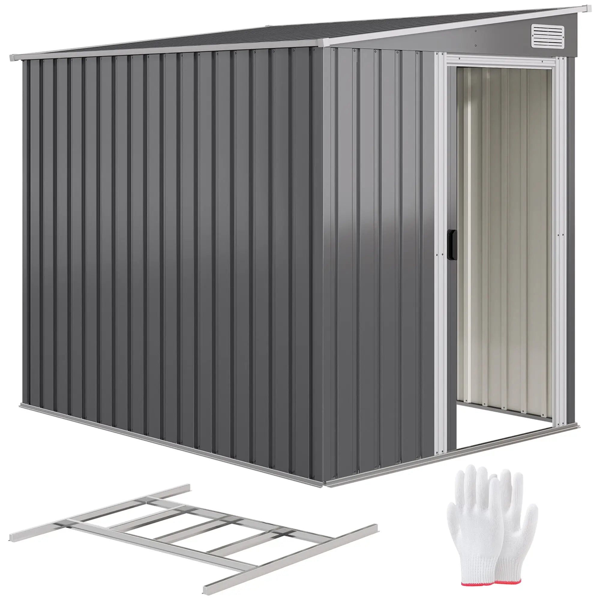 5'x7' Lean To Metal Shed, Sliding Door, 2 Vents, Dark Grey Sheds at Gallery Canada