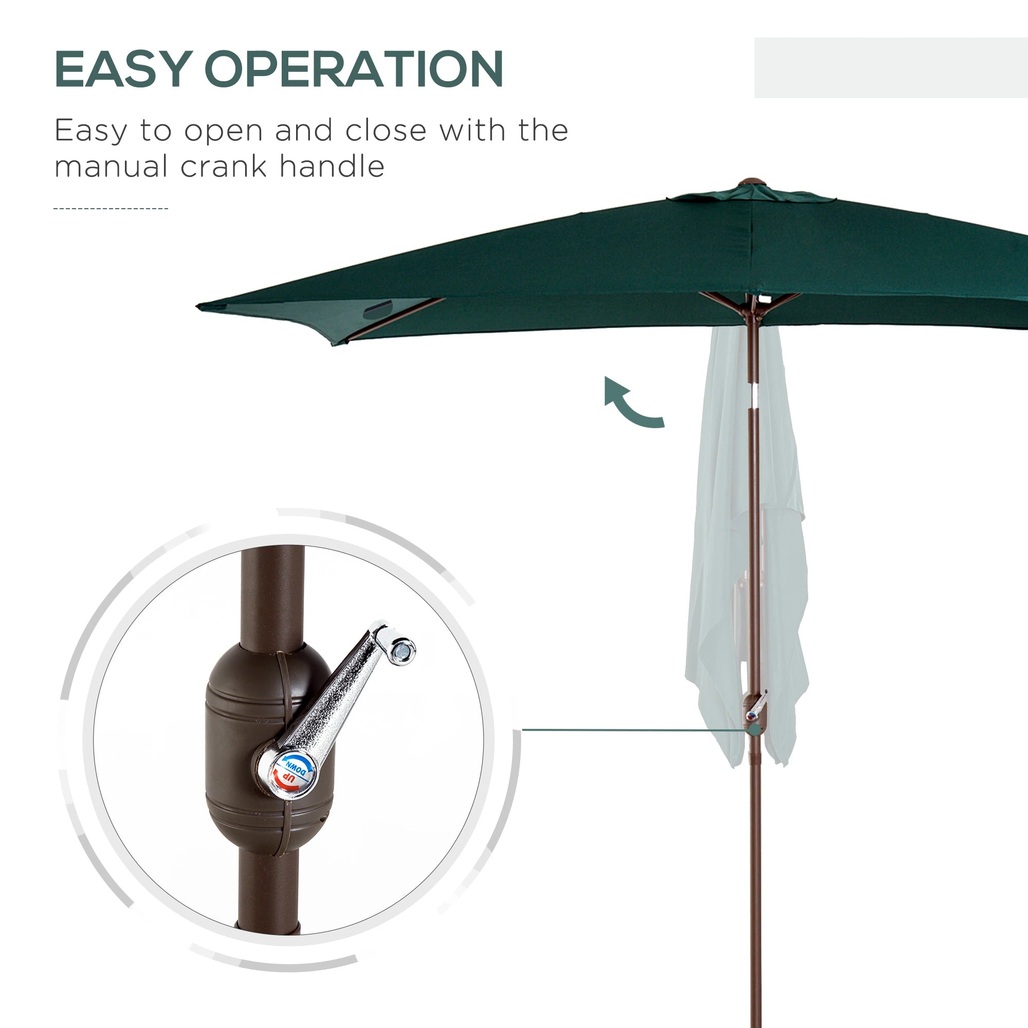 6.5x10ft Rectangle Aluminum Tilt Patio Umbrella, Green Sun Umbrellas at Gallery Canada