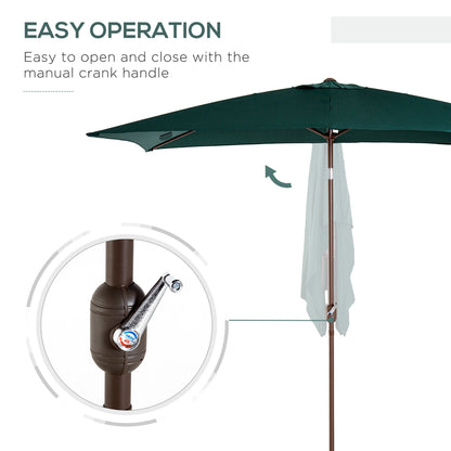 6.5x10ft Rectangle Aluminum Tilt Patio Umbrella, Green Sun Umbrellas at Gallery Canada