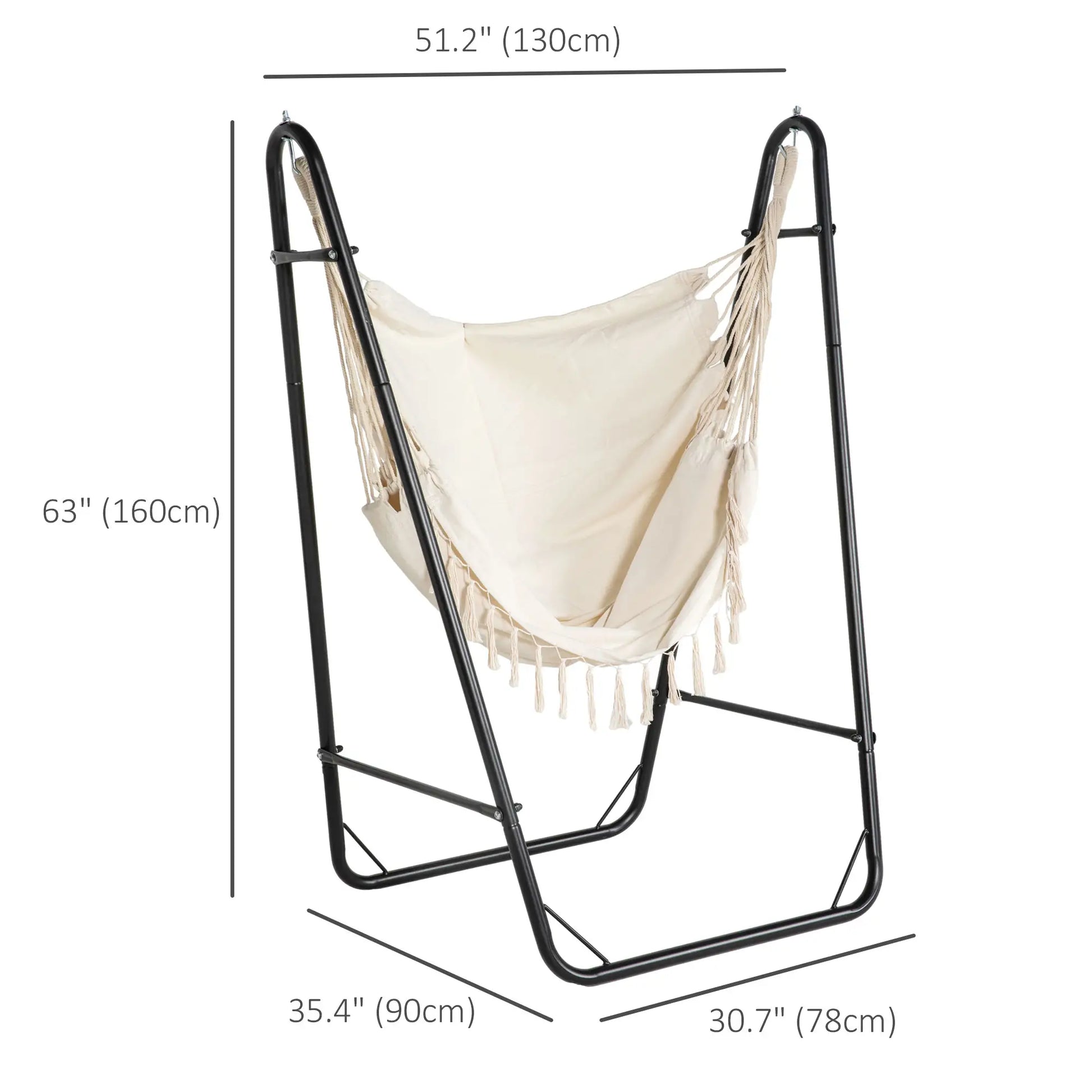 Hammock Chair With U Shape Stand, Side Pocket, Cream White Hammock Swings at Gallery Canada