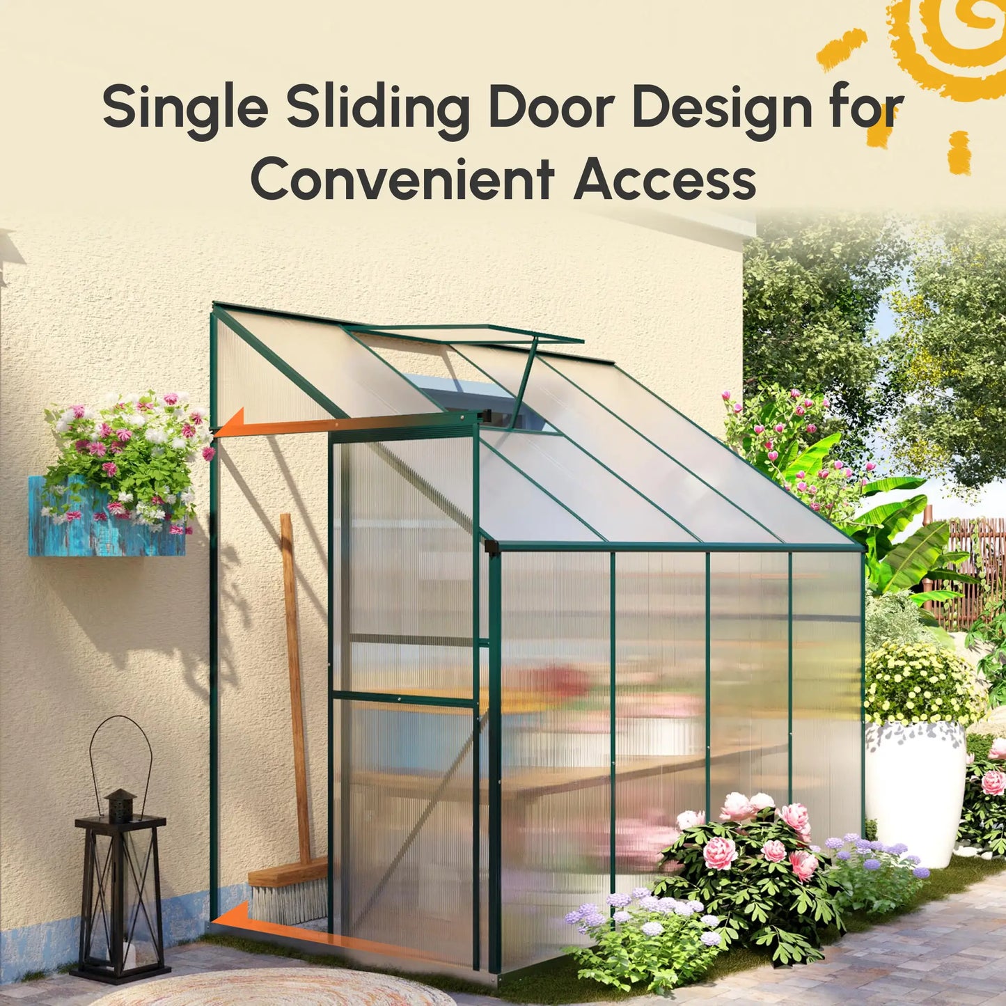 Walk-In Garden Greenhouse, Aluminum Polycarbonate, Roof Vent, 8' x 4' x 7', Silver Walk In Greenhouses at Gallery Canada