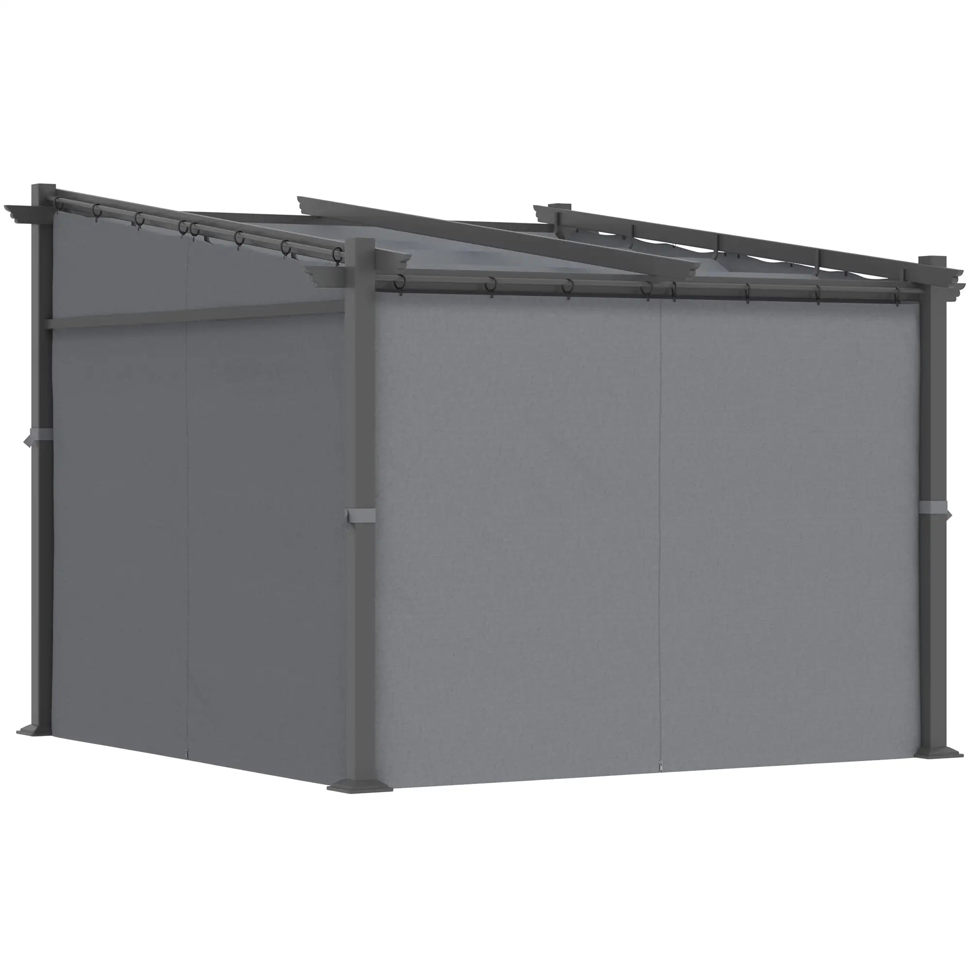 Metal Pergola, Sliding Roof Canopy, Retractable, 10' x 10', Dark Grey Pergolas at Gallery Canada