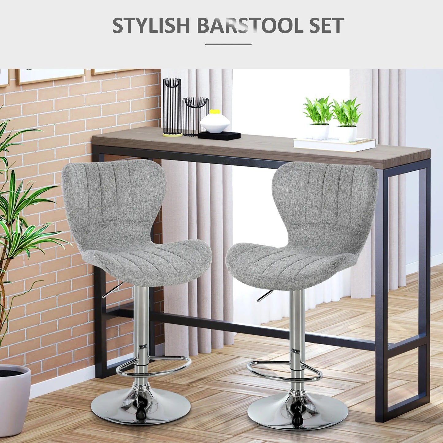 Set of 2 Adjustable Swivel Bar Stools, Counter Height, Grey Bar Stools at Gallery Canada