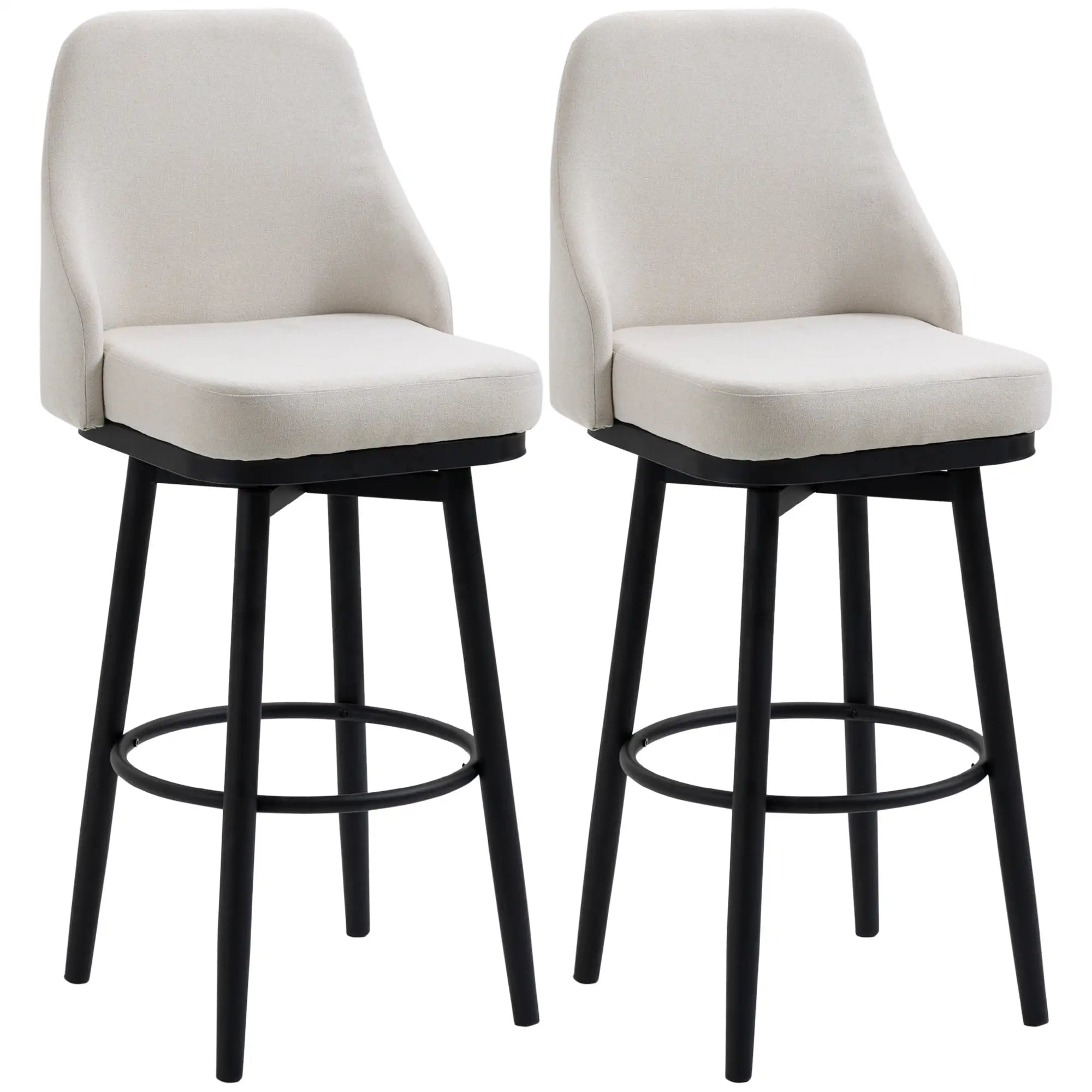 Extra Tall Bar Stools Set of 2, 360° Swivel, Cream White Bar Stools at Gallery Canada