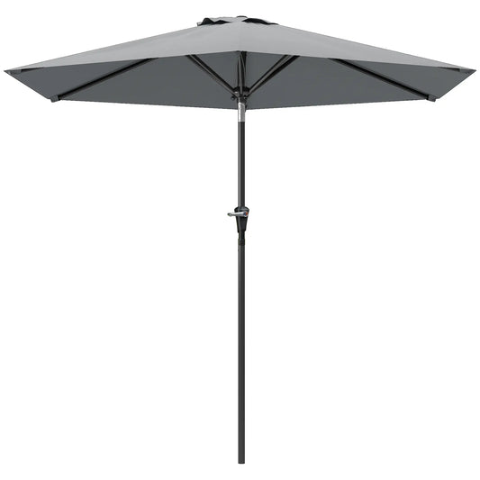 Outdoor Patio Sun Umbrella, 6 Ribs, Light Grey Patio Umbrellas Light Grey at Gallery Canada