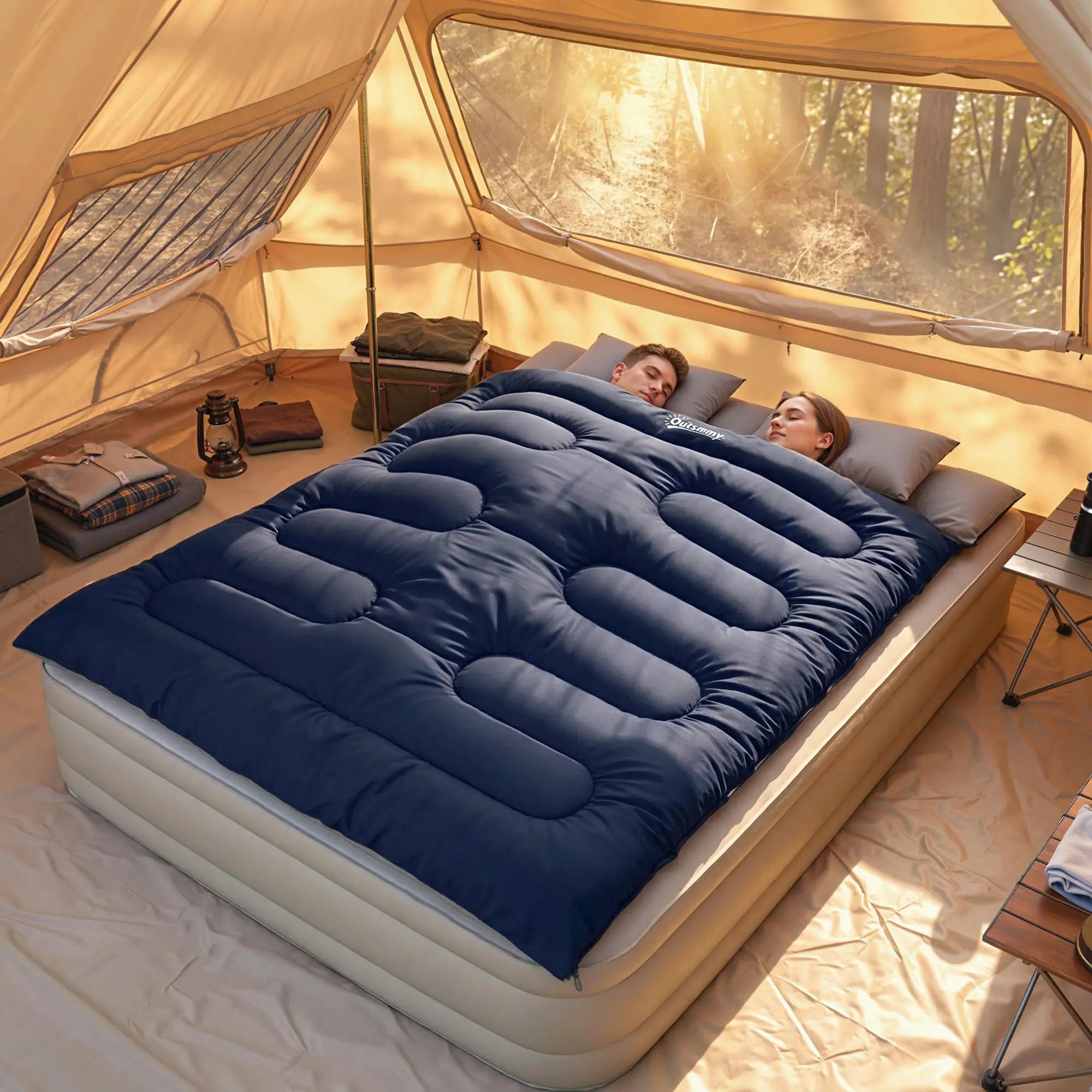 Queen Size Double Sleeping Bag For Adults, Cold Weather, Blue Camping Cots at Gallery Canada