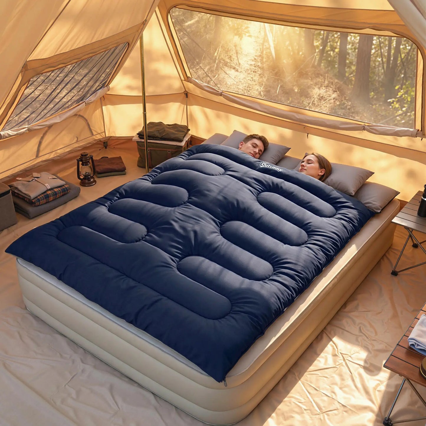Queen Size Double Sleeping Bag For Adults, Cold Weather, Blue Camping Cots at Gallery Canada