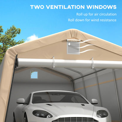 11' x 20' Portable Garage, Heavy Duty Carport Canopy, Khaki Car Shelters at Gallery Canada