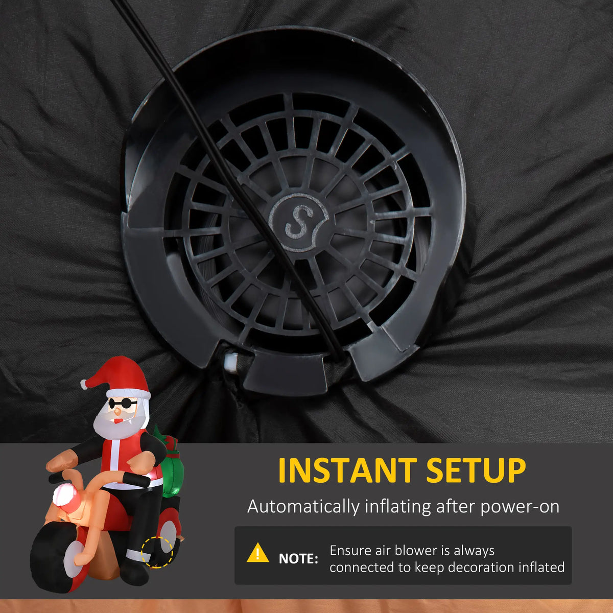 5.5' H Christmas Inflatable, LED Santa Claus Riding Motorcycle Christmas Inflatables at Gallery Canada