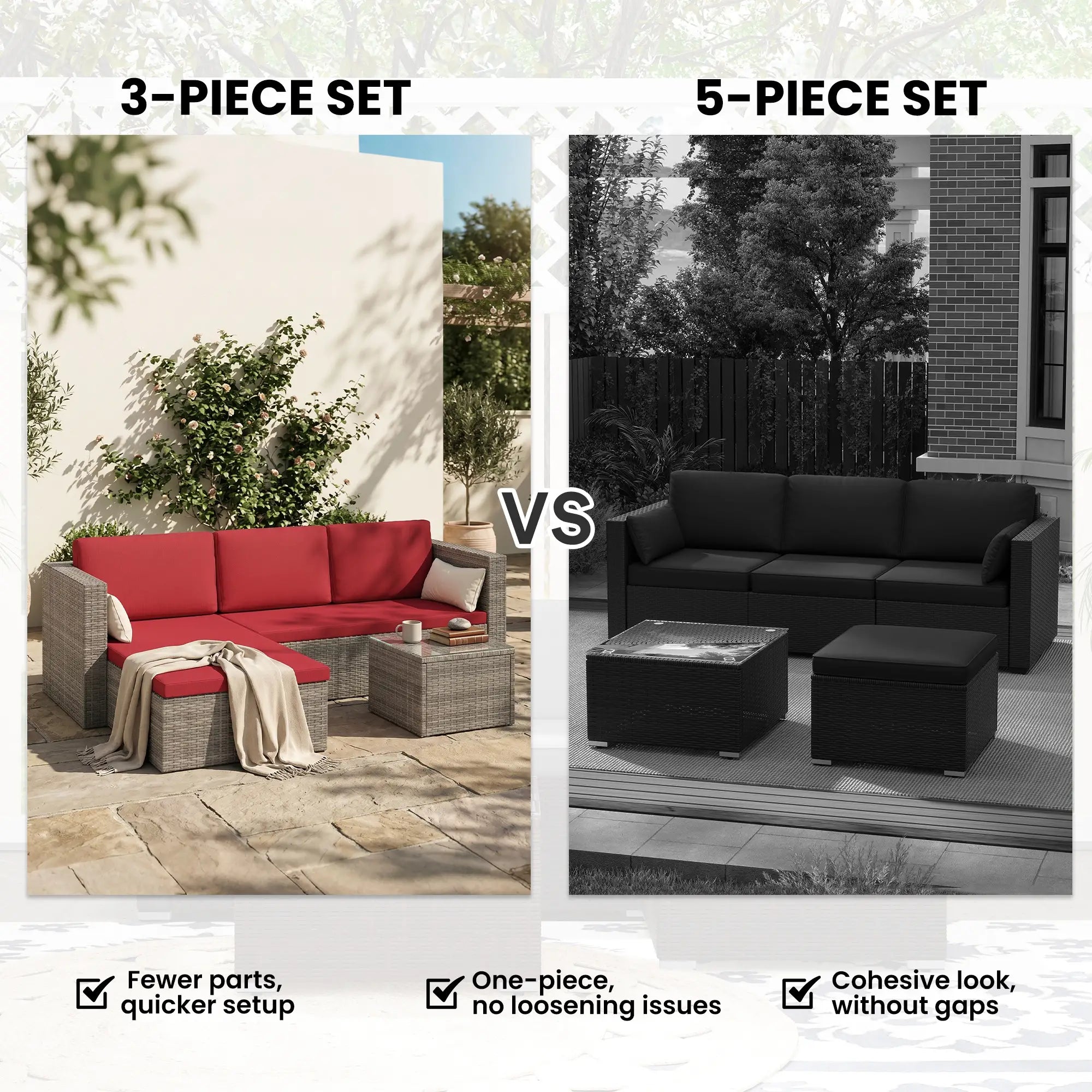 Modern Rattan Sofa Set, 3pcs, Wicker Patio Furniture, Coffee Table Patio Furniture Sets at Gallery Canada