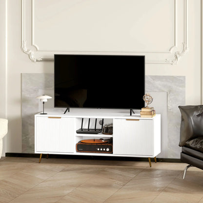 TV Stand for 55 Inch TV, Modern Cabinet with 2 Shelves, 2 Cabinets, White TV Stands at Gallery Canada
