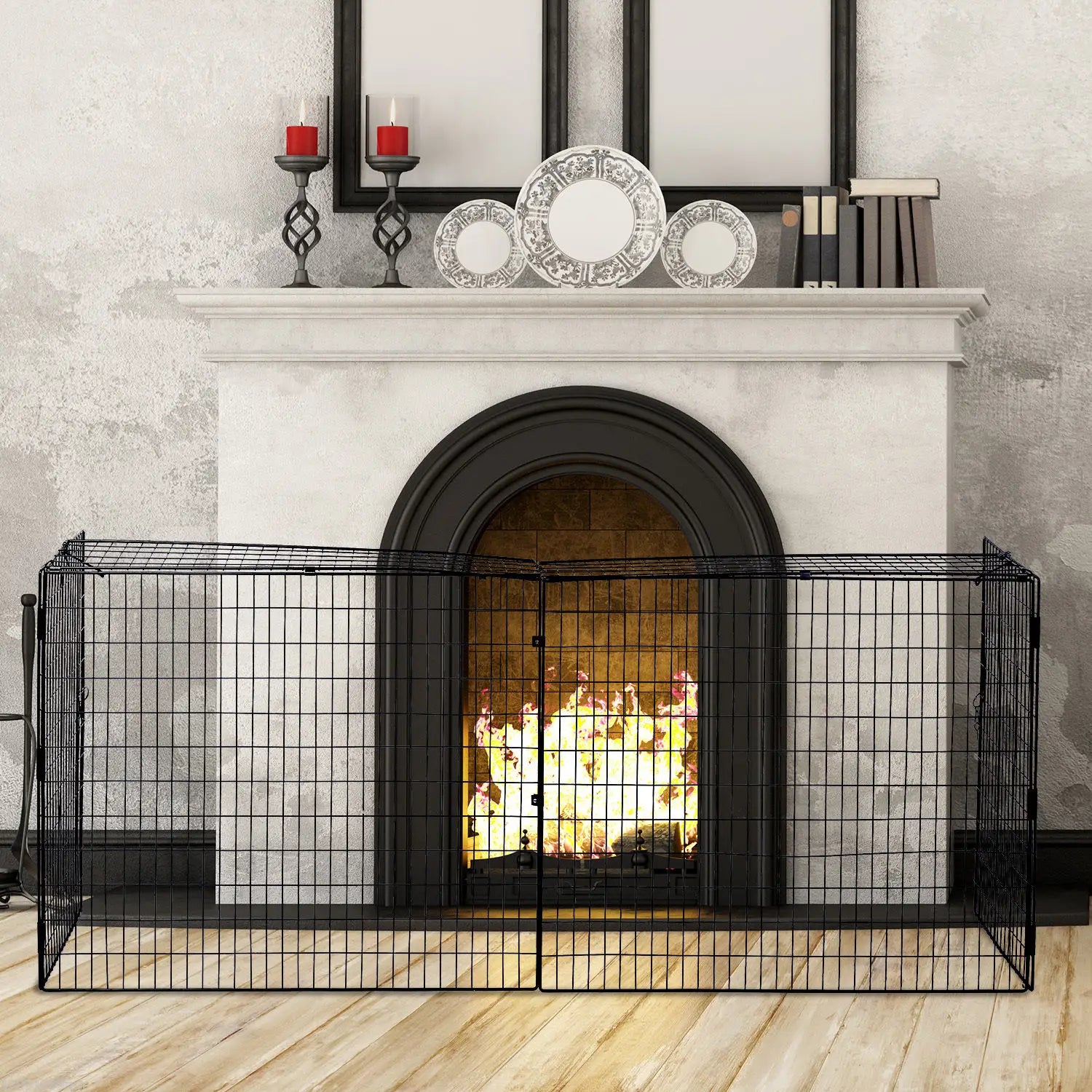 Extendable Fireplace Screen, Metal Mesh Spark Guard, Black Fireplace Screens at Gallery Canada