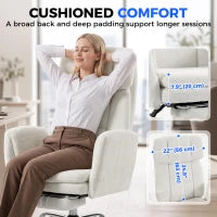 Big Tall Office Chair Flip Armrests Cross Legged 400 lbs, Cream