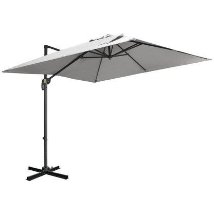 9ft Square Cantilever Patio Umbrella, Cross Base, Crank Handle, Light Grey Offset Cantilever Umbrellas Light Grey at Gallery Canada