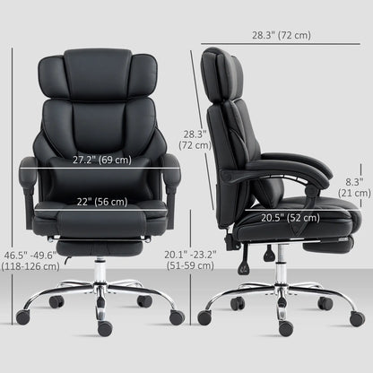 PU Leather Office Chair, Reclining with Footrest, Adjustable Headrest, Lumbar Support, Black Executive & Manager Chairs at Gallery Canada