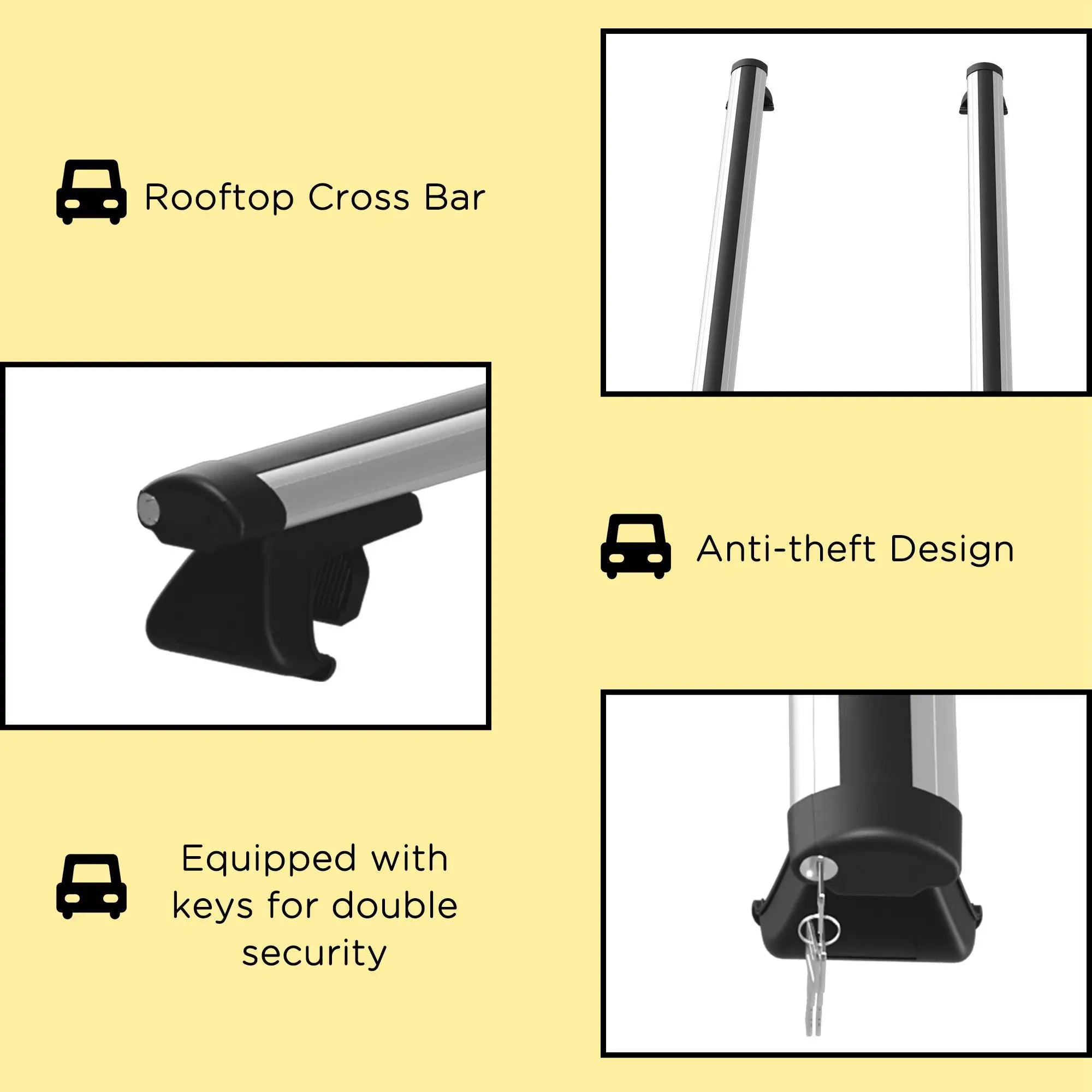 2pc Roof Rack, Aluminum Cross Bars, Adjustable, 49